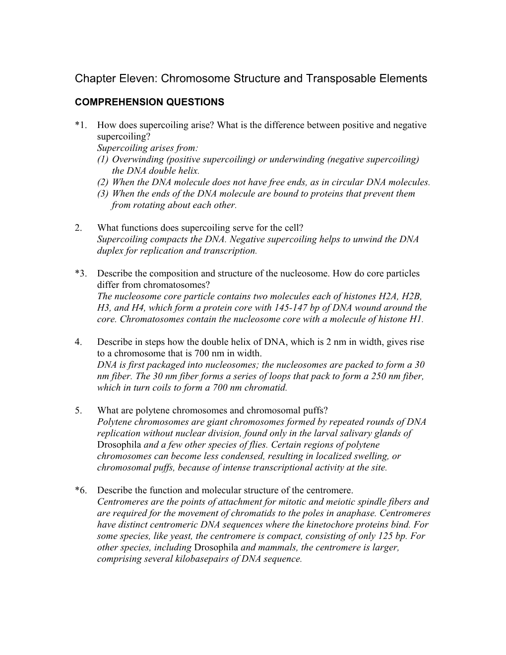 Chapter Eleven: Chromosome Structure and Transposable Elements