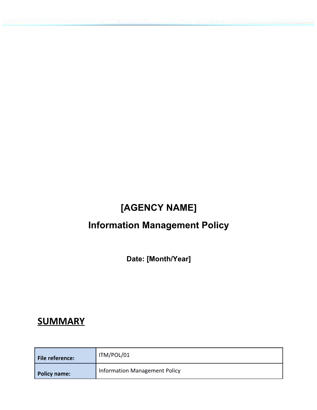 Information Management Policy for Agency Name