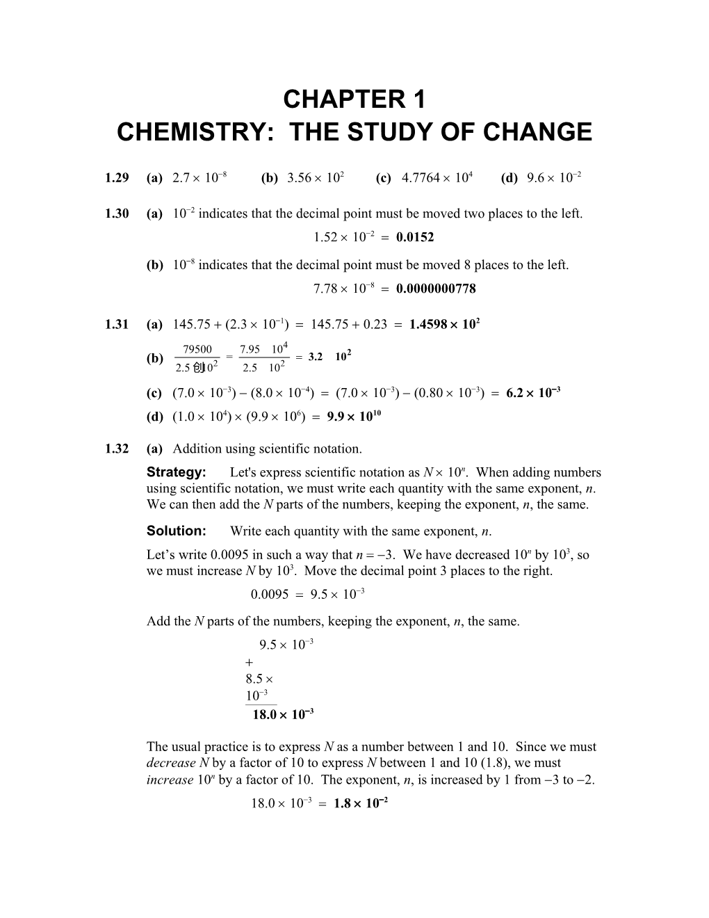 Chemistry: the Study of Change