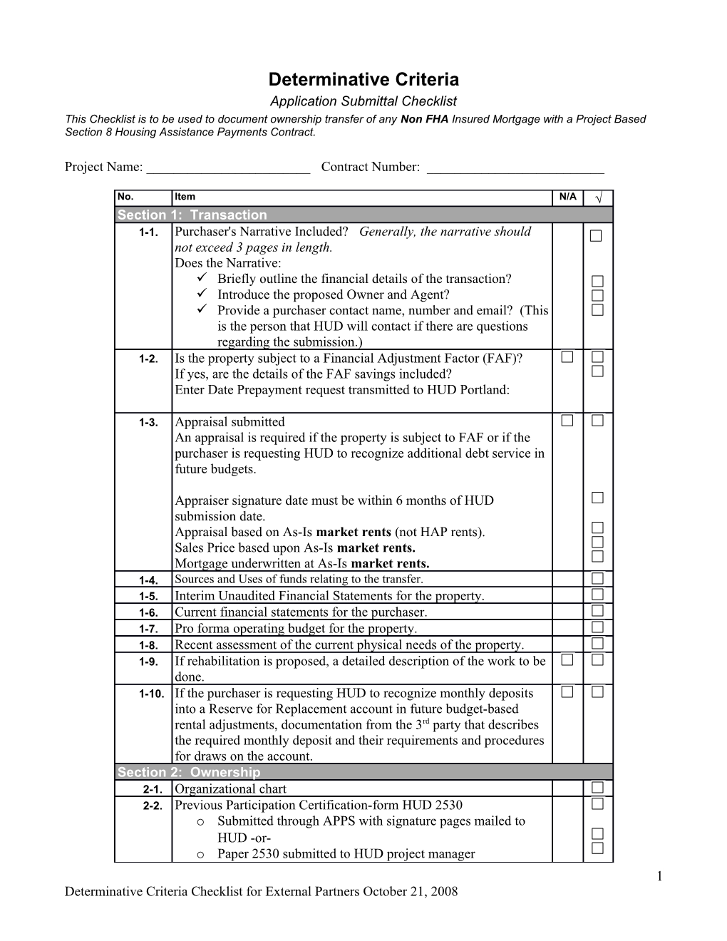 Determinative Criteria