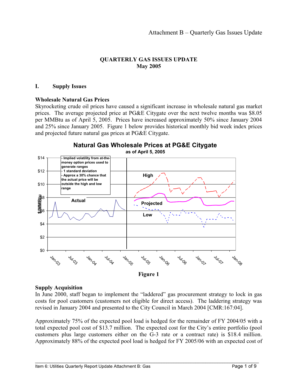 Attachment B Quarterly Gas Issues Update