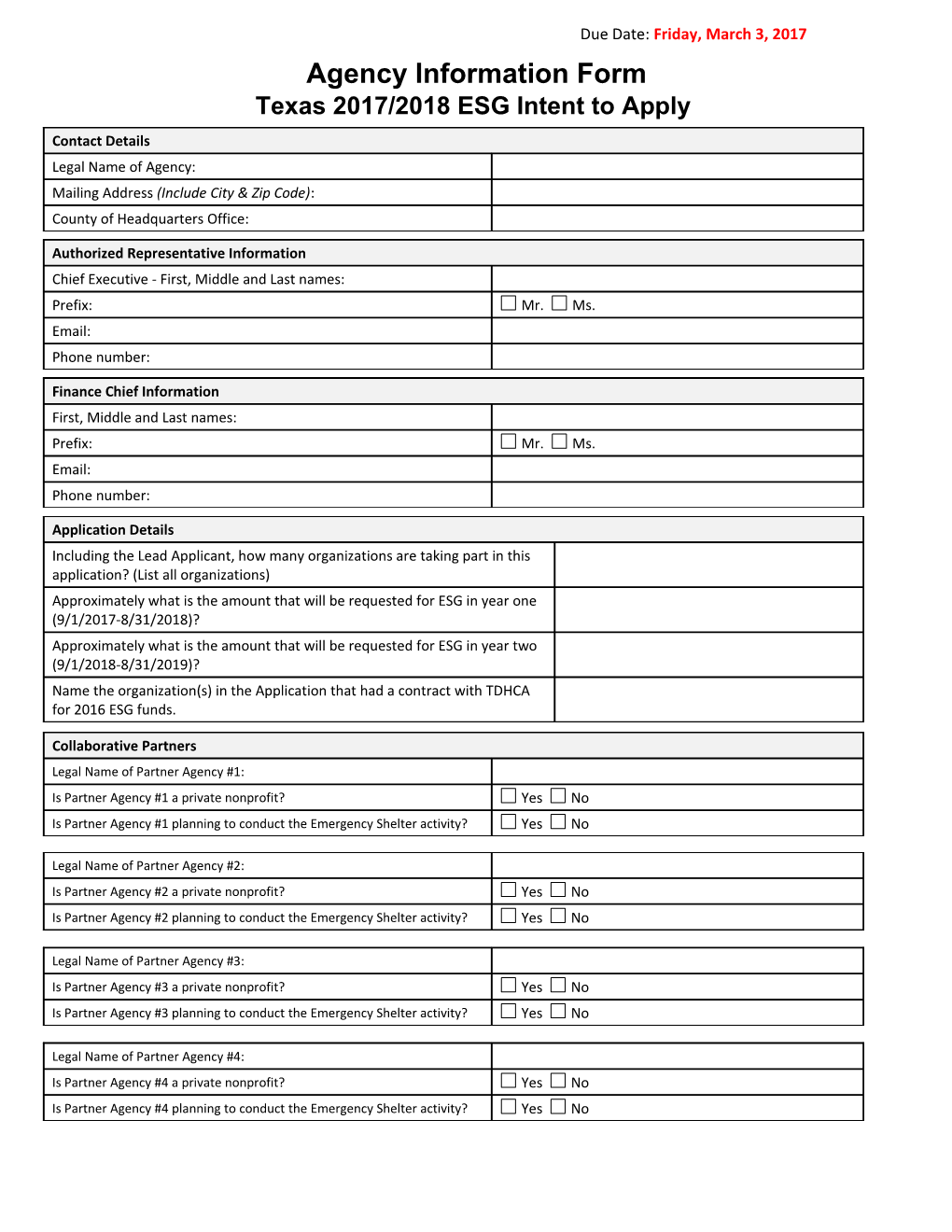 Agency Information Form