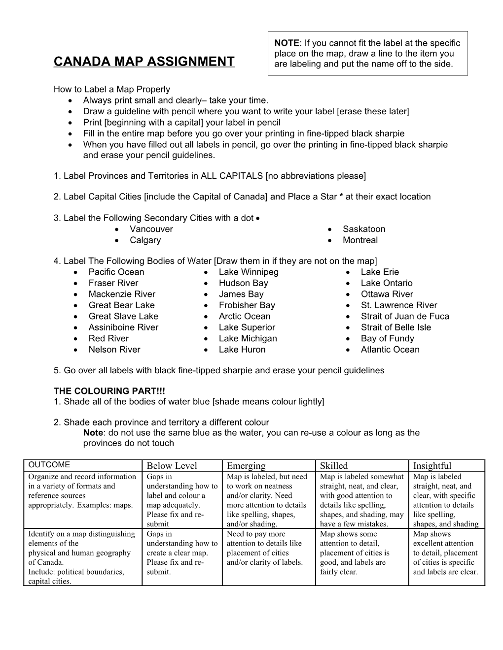 Canada Map Assignment