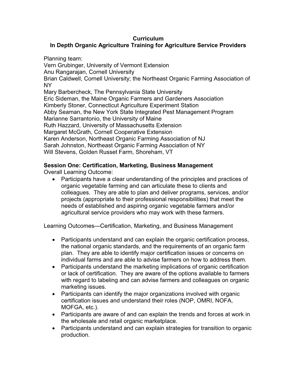In Depth Organic Agriculture Training for Agriculture Service Providers