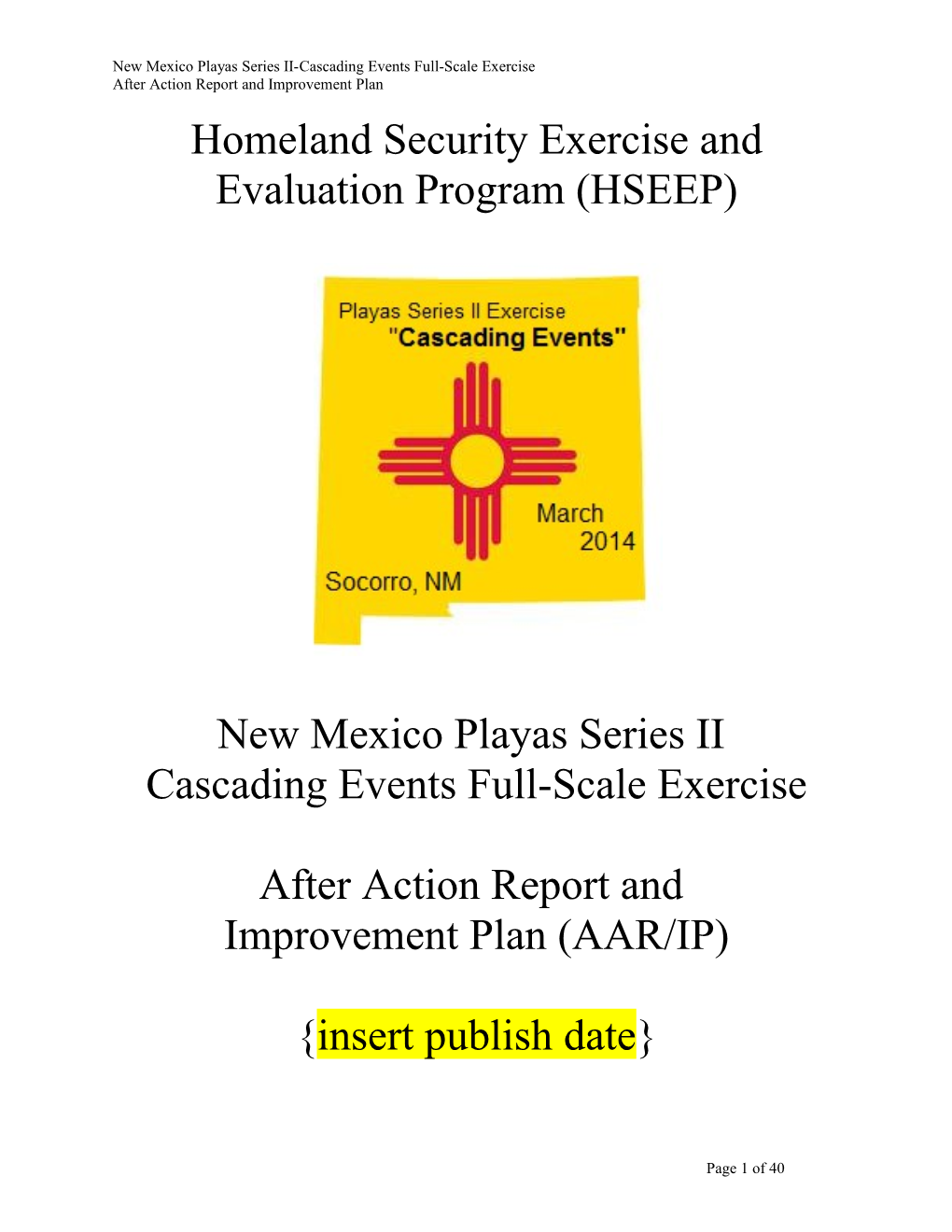 New Mexico Playas Series II-Cascading Events Full-Scale Exercise