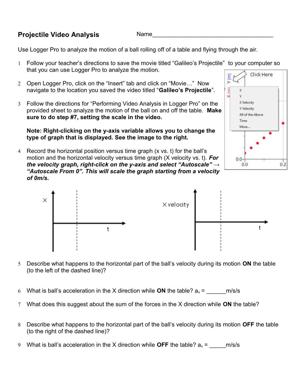 Unit 6 Projectile Video Analysis