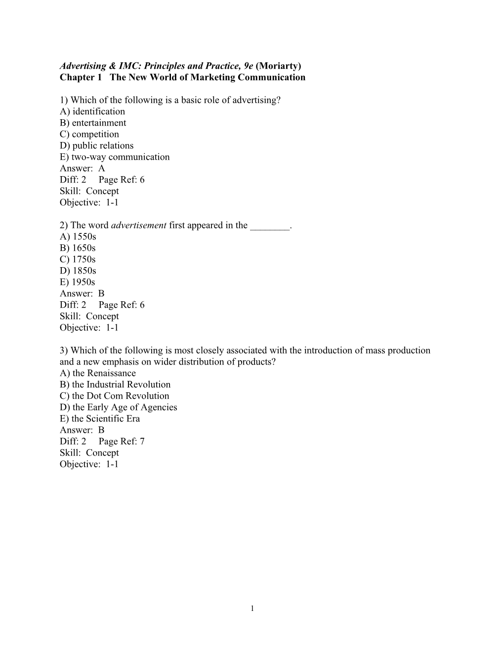 Advertising & IMC: Principles and Practice, 9E (Moriarty)