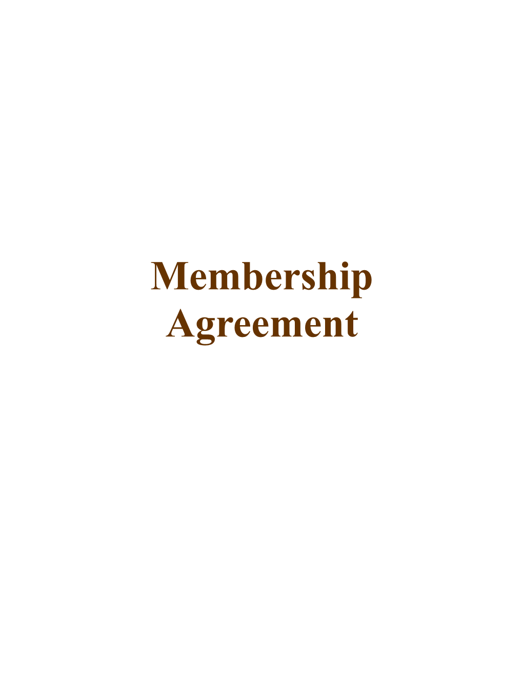 Membership Agreement