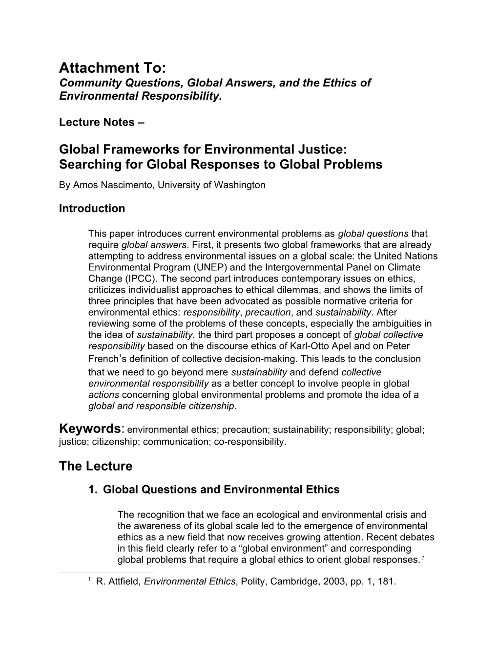 Global Frameworks for Environmental Justice