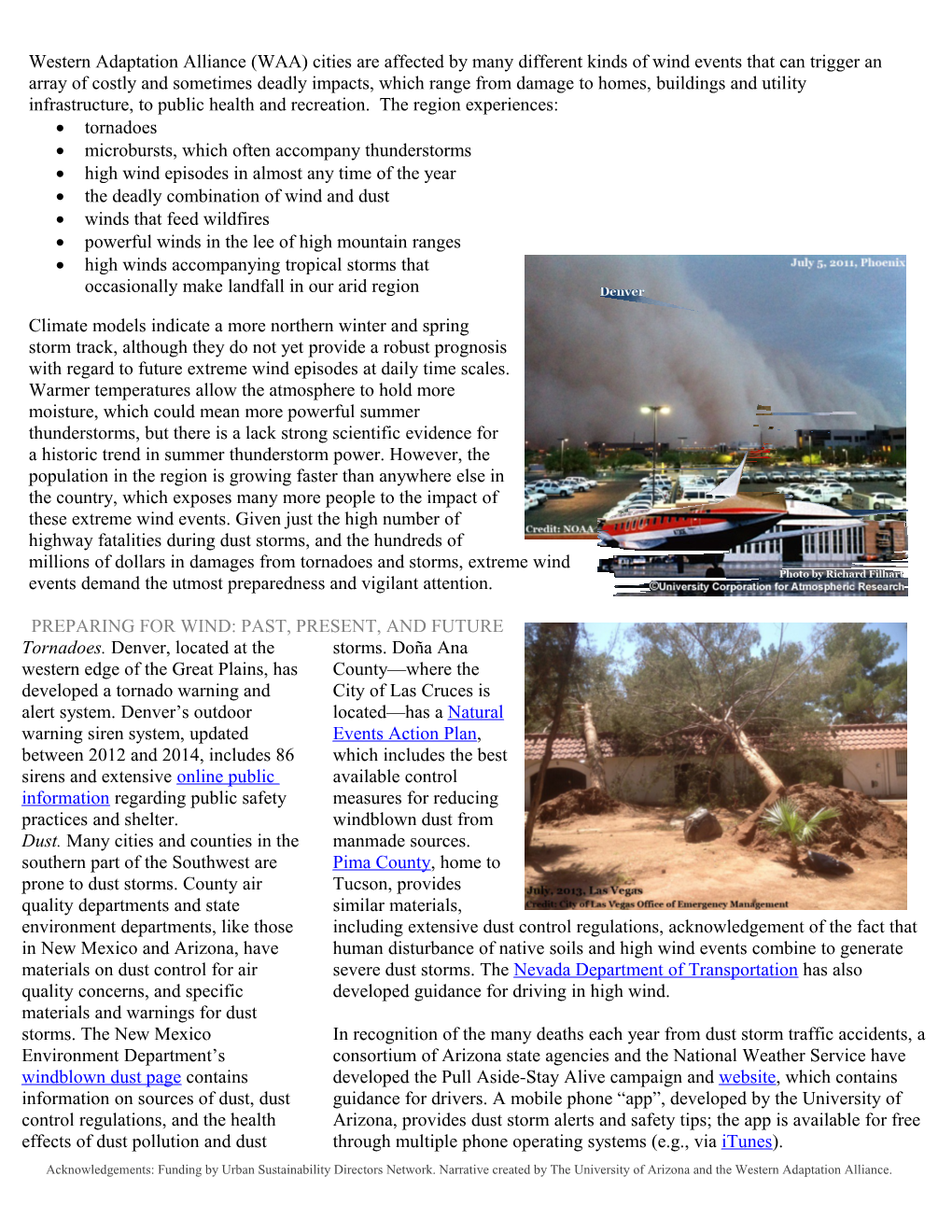 Western Adaptation Alliance (WAA) Cities Are Affected by Many Different Kinds of Wind Events