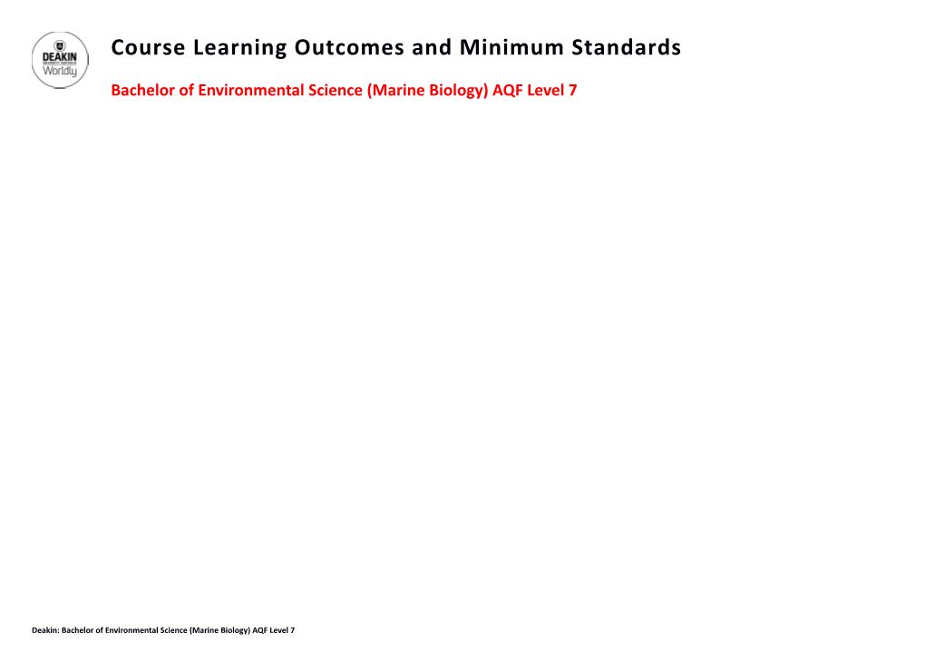 Course Learning Outcomes and Minimum Standards