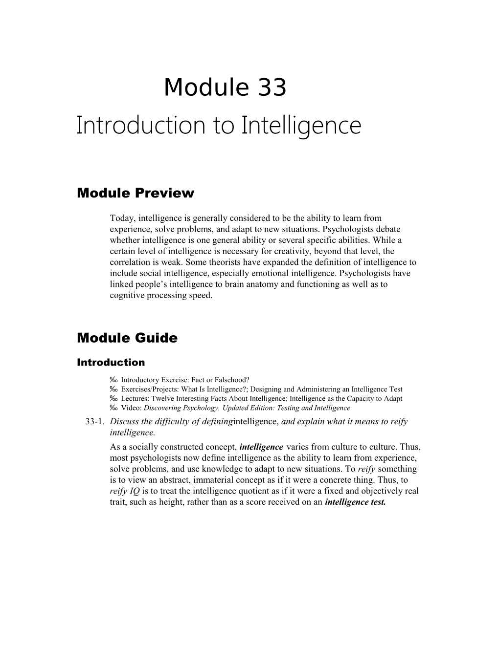 Introduction to Intelligence