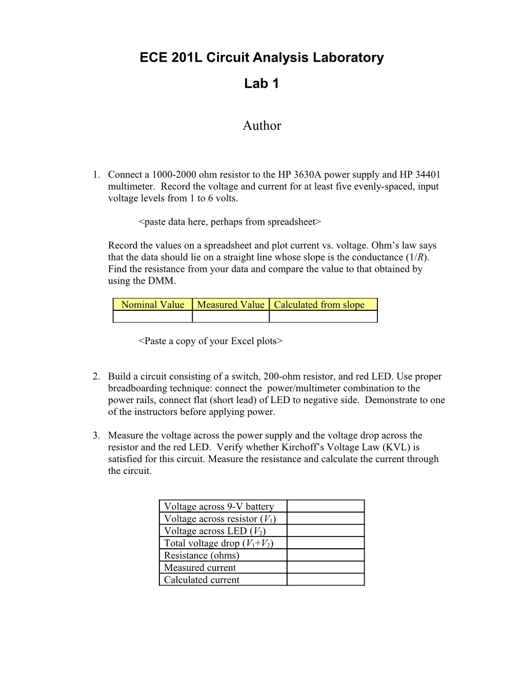 ECE 323L Basic Electronics Circuits Laboratory