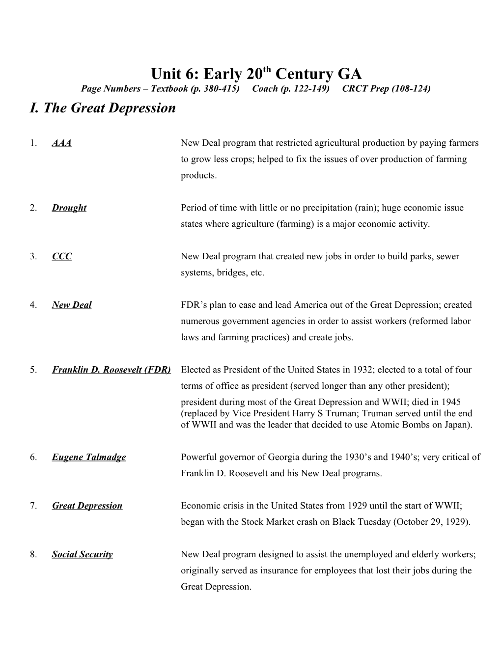 Page Numbers Textbook (P. 380-415) Coach (P. 122-149) CRCT Prep (108-124)