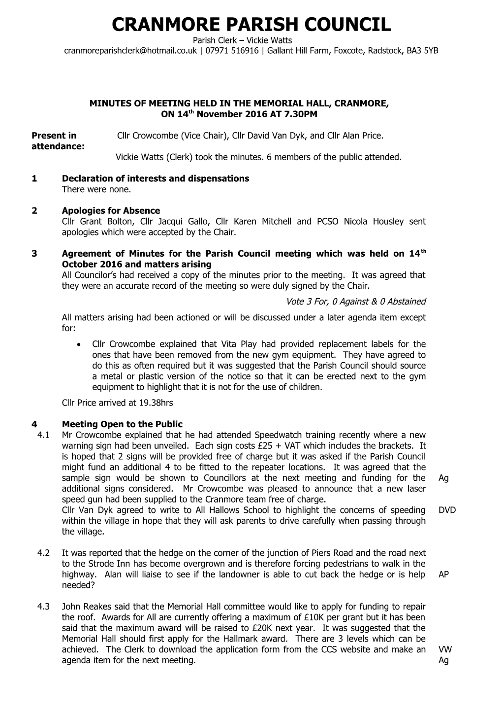 Cranmore Parish Council s1