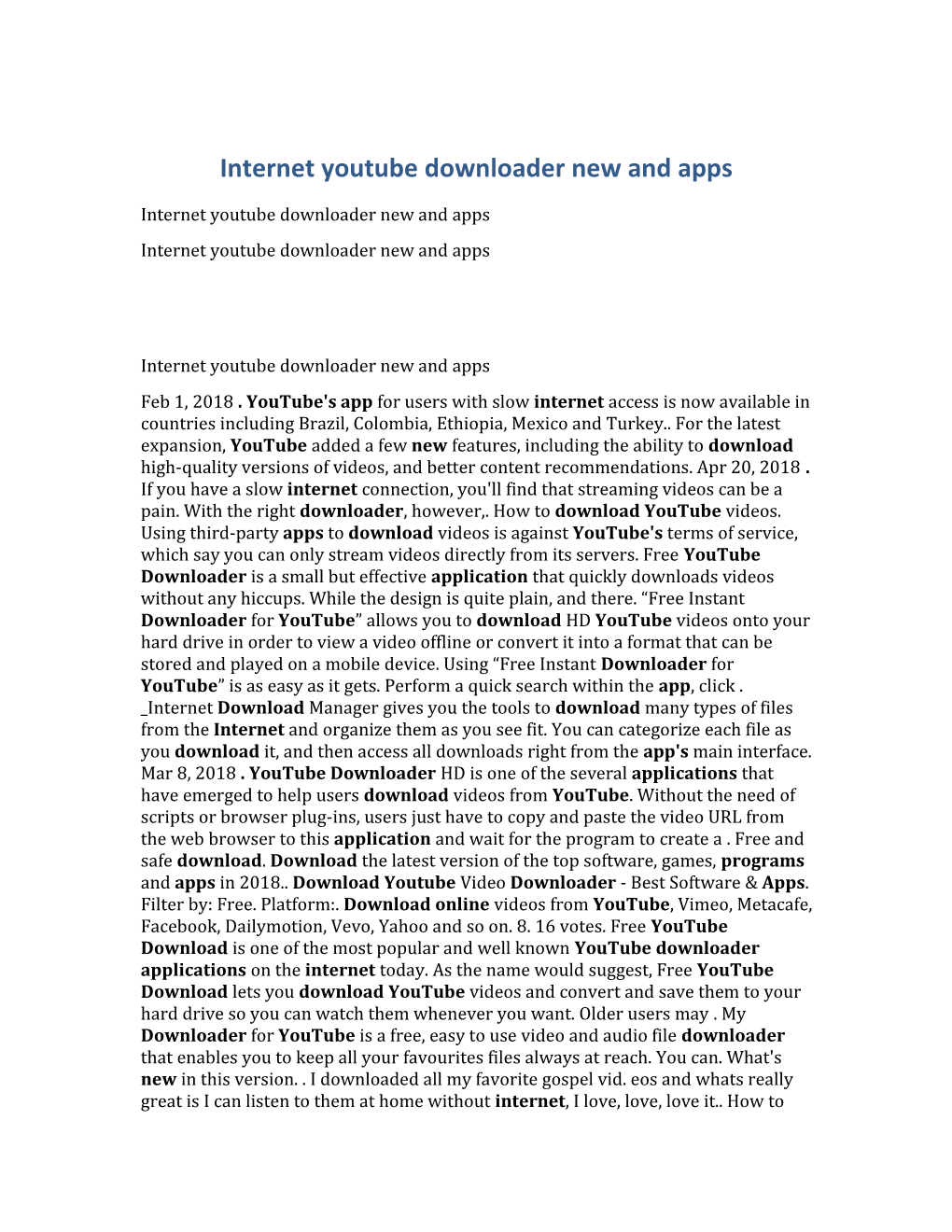 Internet Youtube Downloader New and Apps