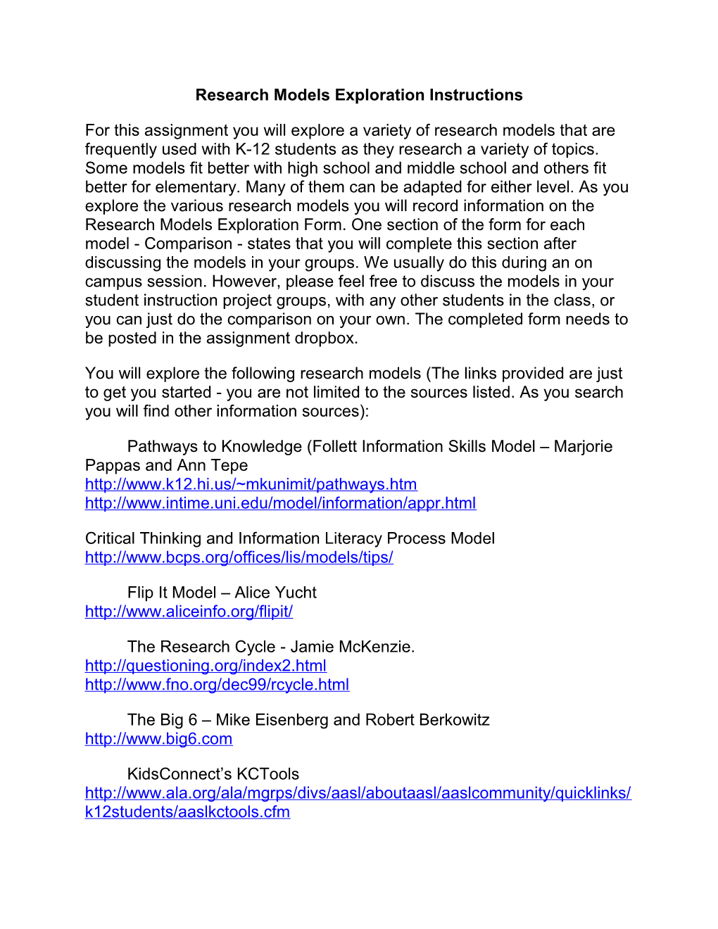 Research Models Exploration Form