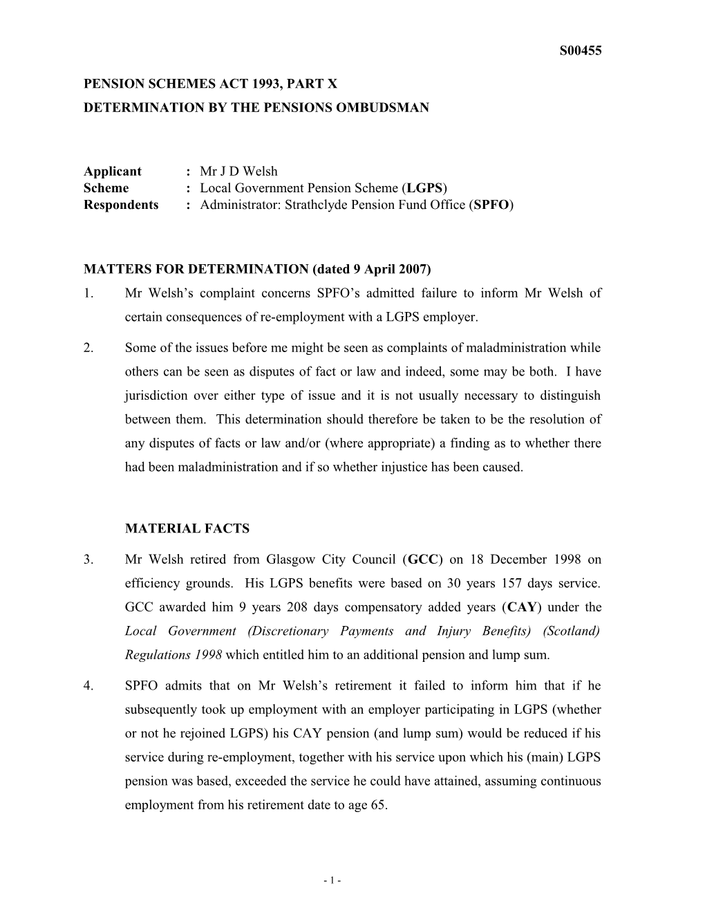 Pension Schemes Act 1993, Part X s23