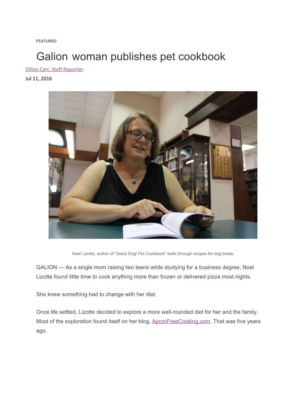 Galion Woman Publishes Pet Cookbook