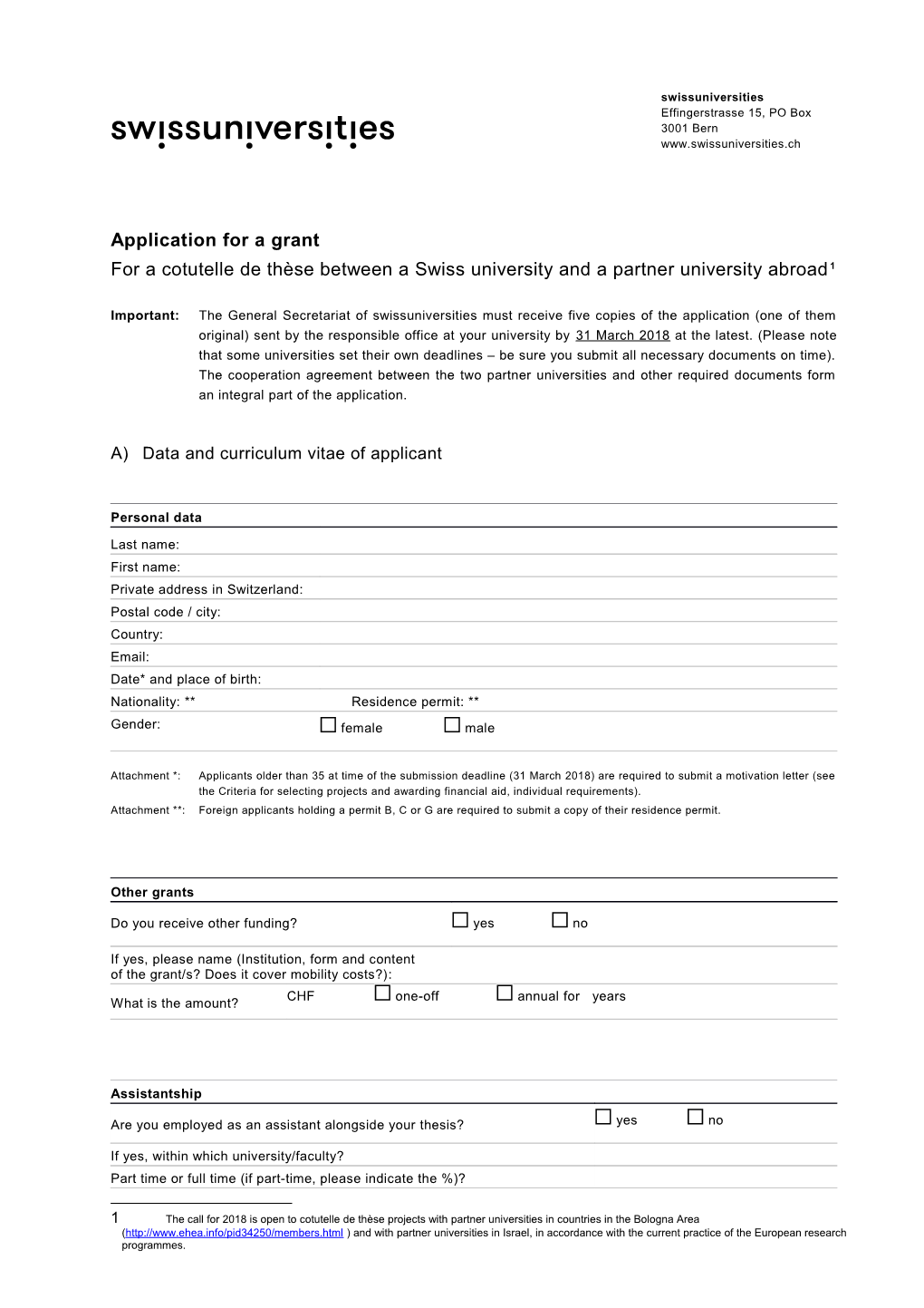 Application for a Grant