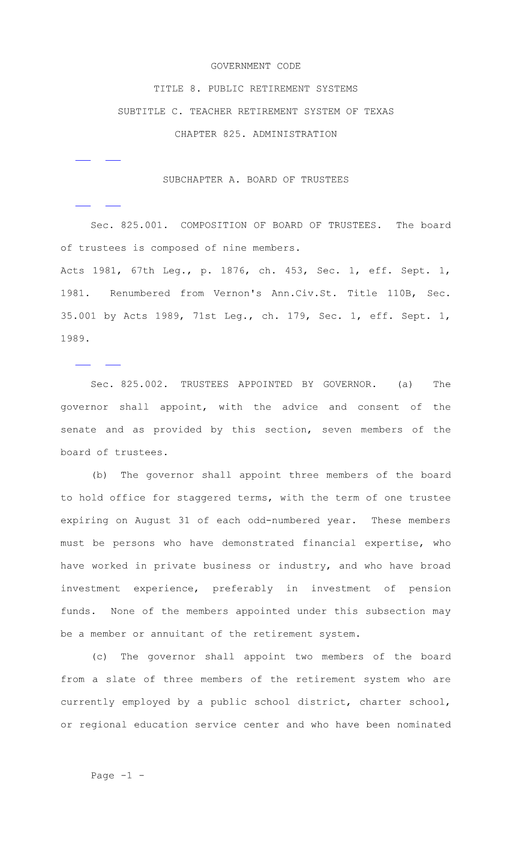 Title 8. Public Retirement Systems