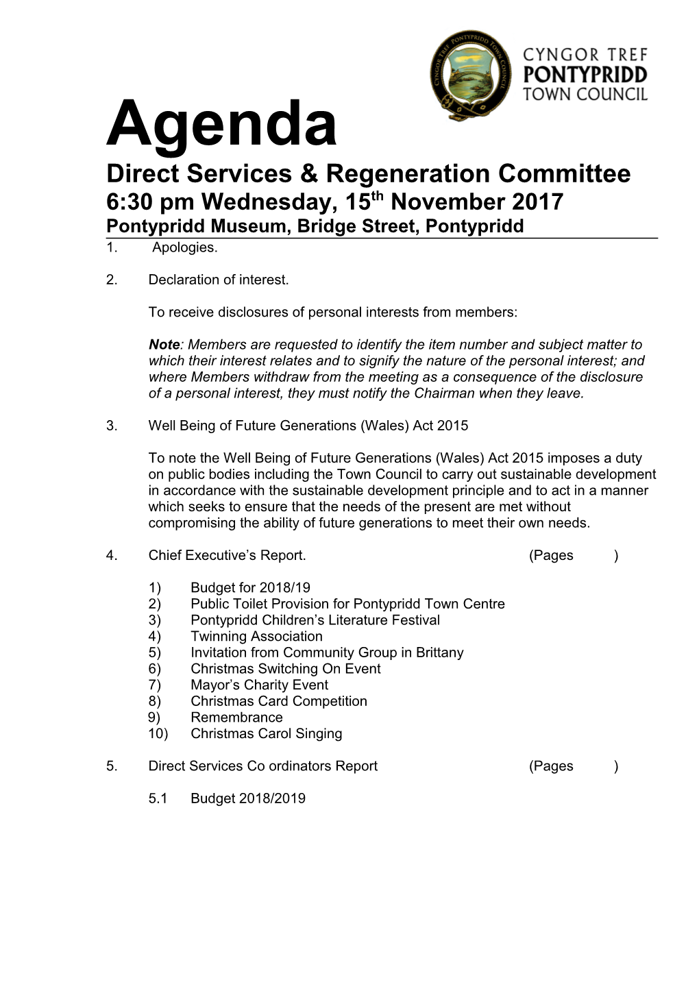 Direct Services & Regeneration Committee