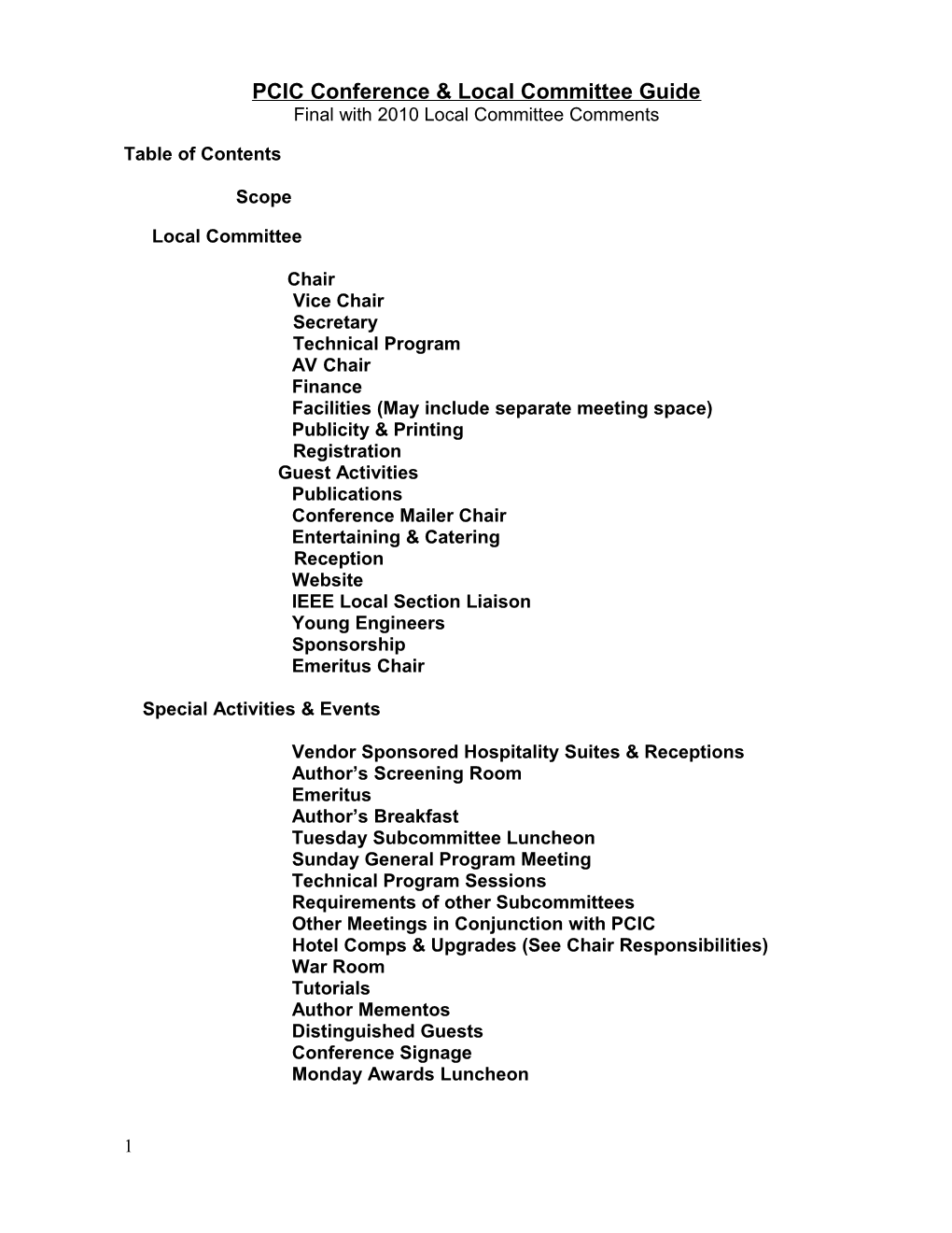 PCIC Conference & Local Committee Guide