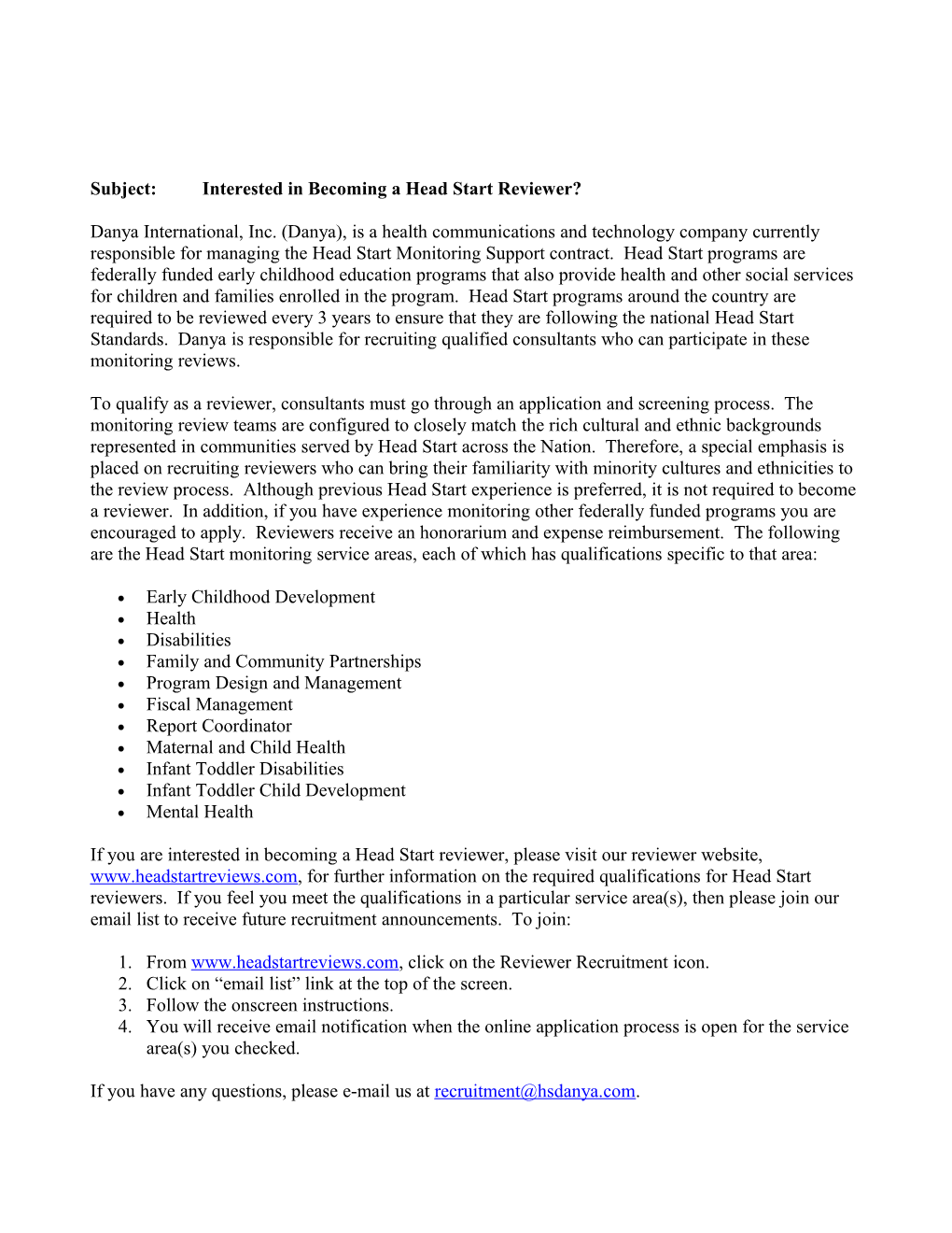 Subject: Interested in Becoming a Head Start Reviewer?