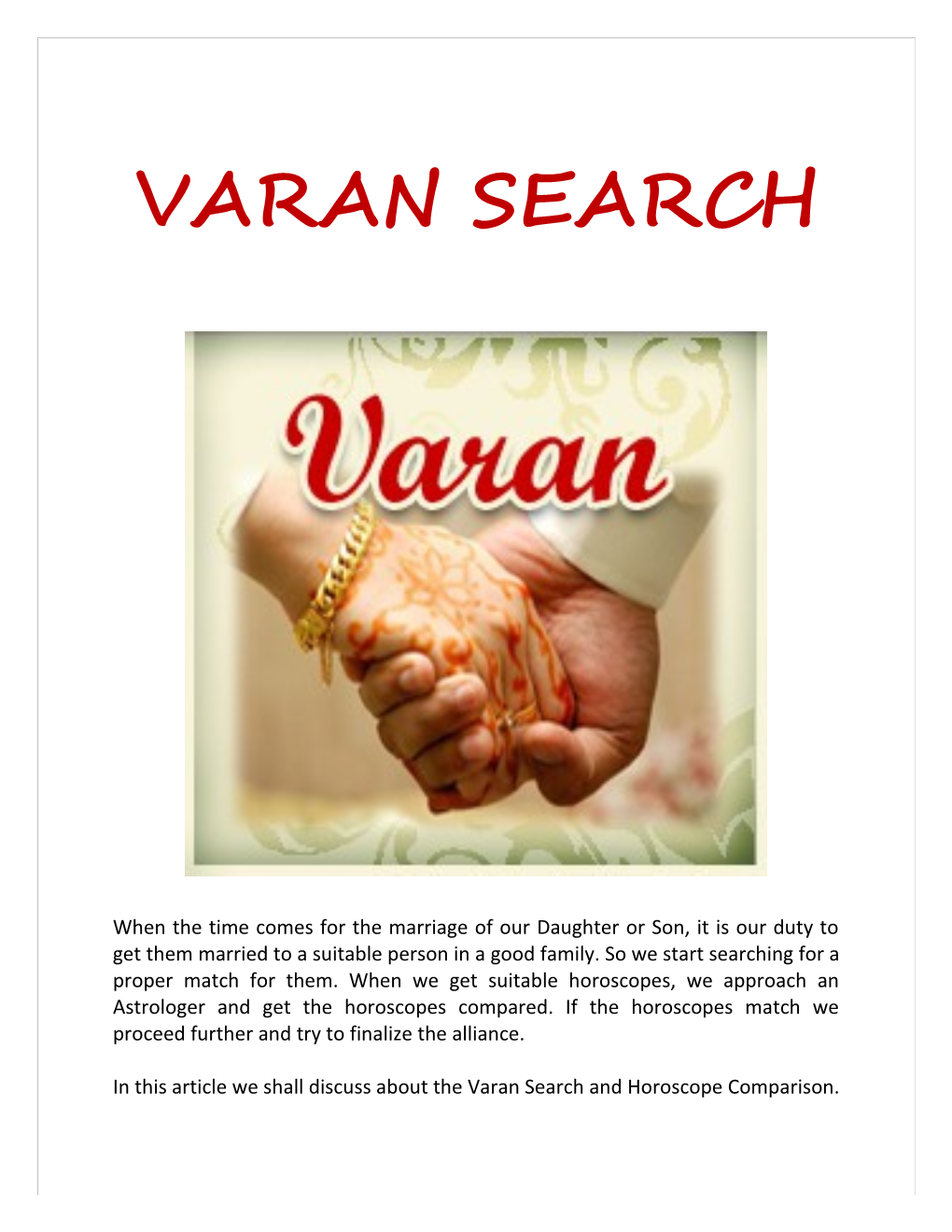 Points to Be Remembered While Searching for a Suitable Girl Or Boy (Varan)