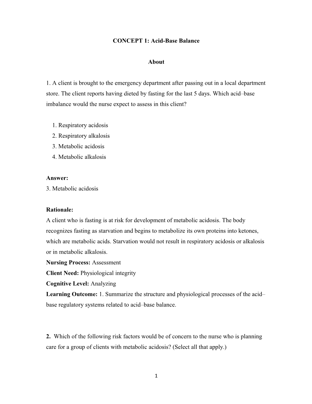 CONCEPT 1: Acid-Base Balance