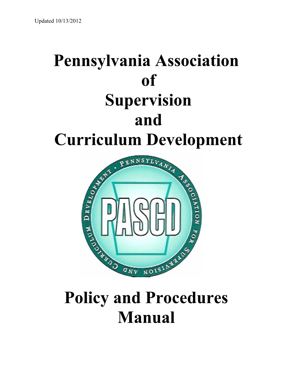 PASCD Policy and Procedures Manual