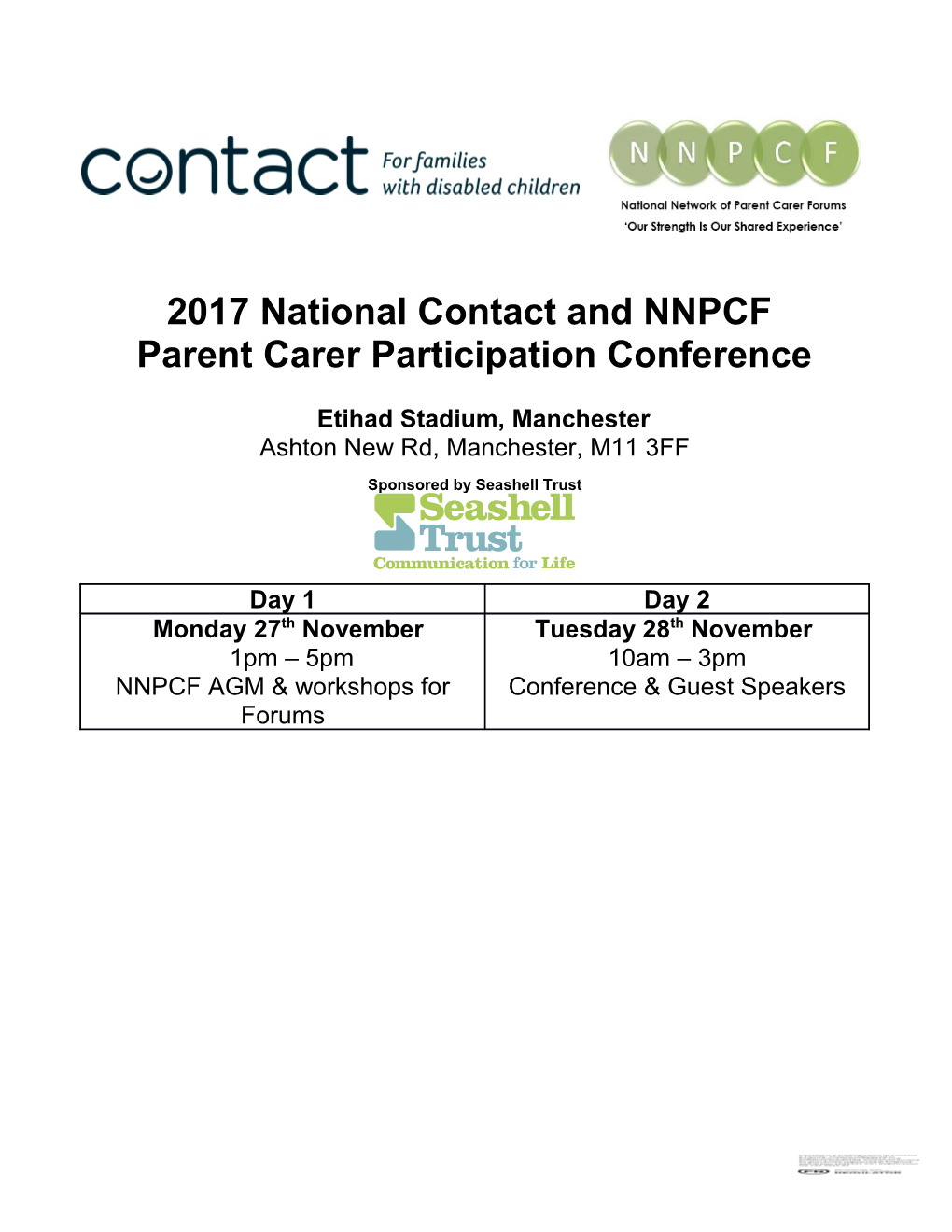 2017 National Contact and NNPCF