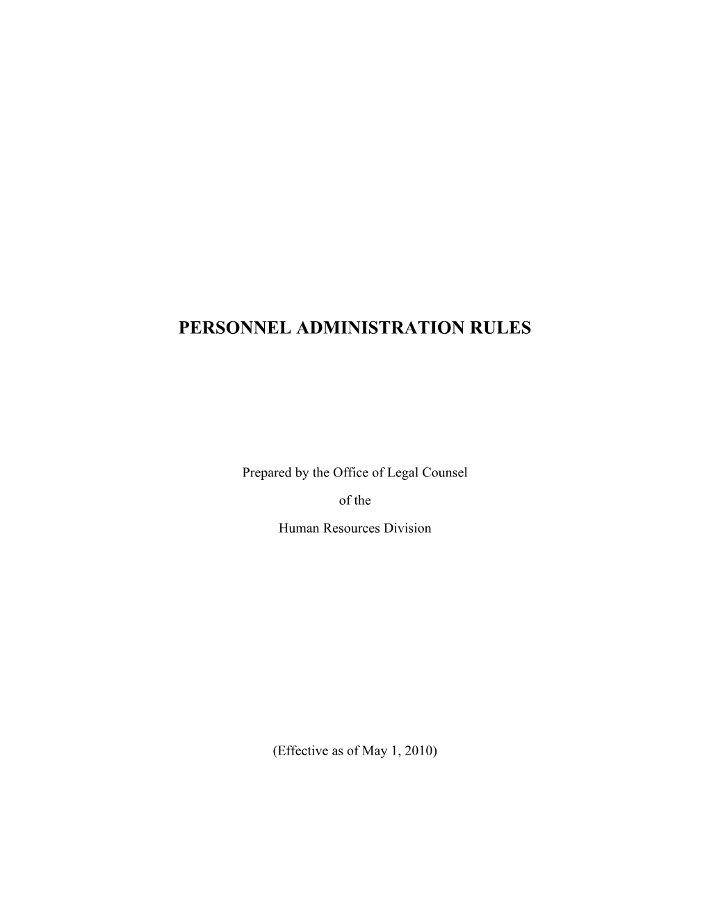 Personnel Administration Rules