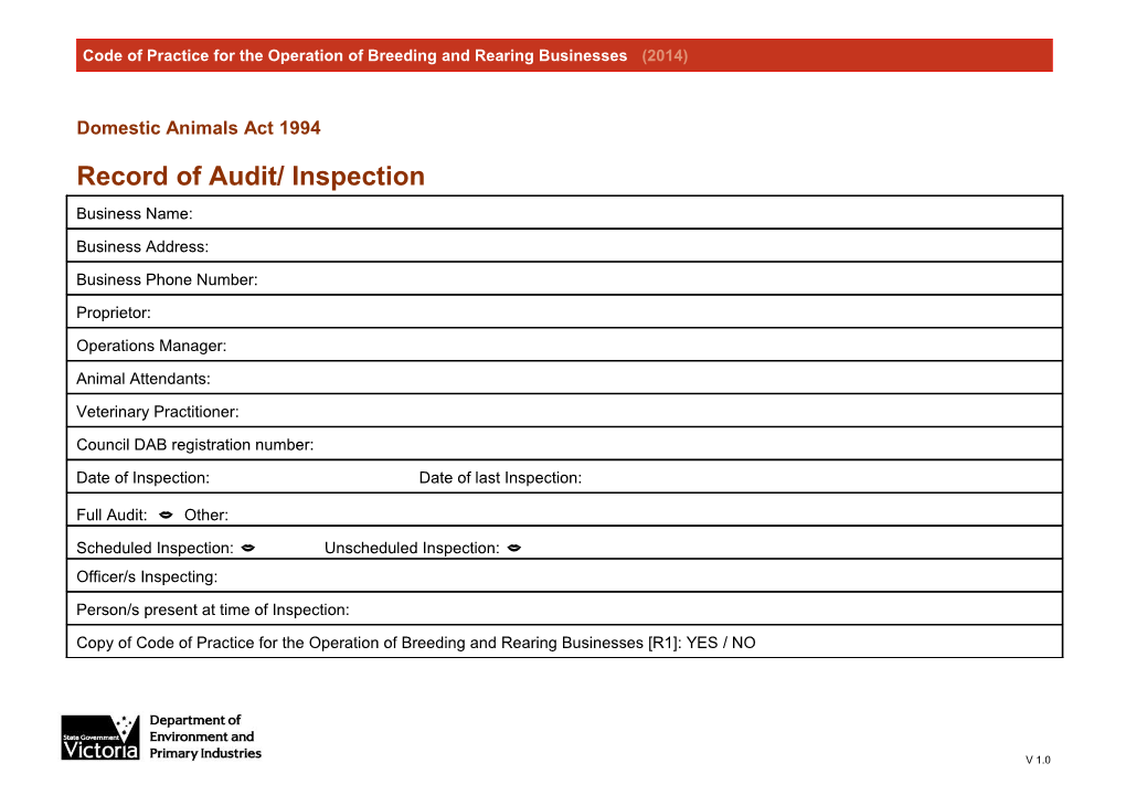 Record of Audit/Inspectionv 1.2 Page 1 of 95