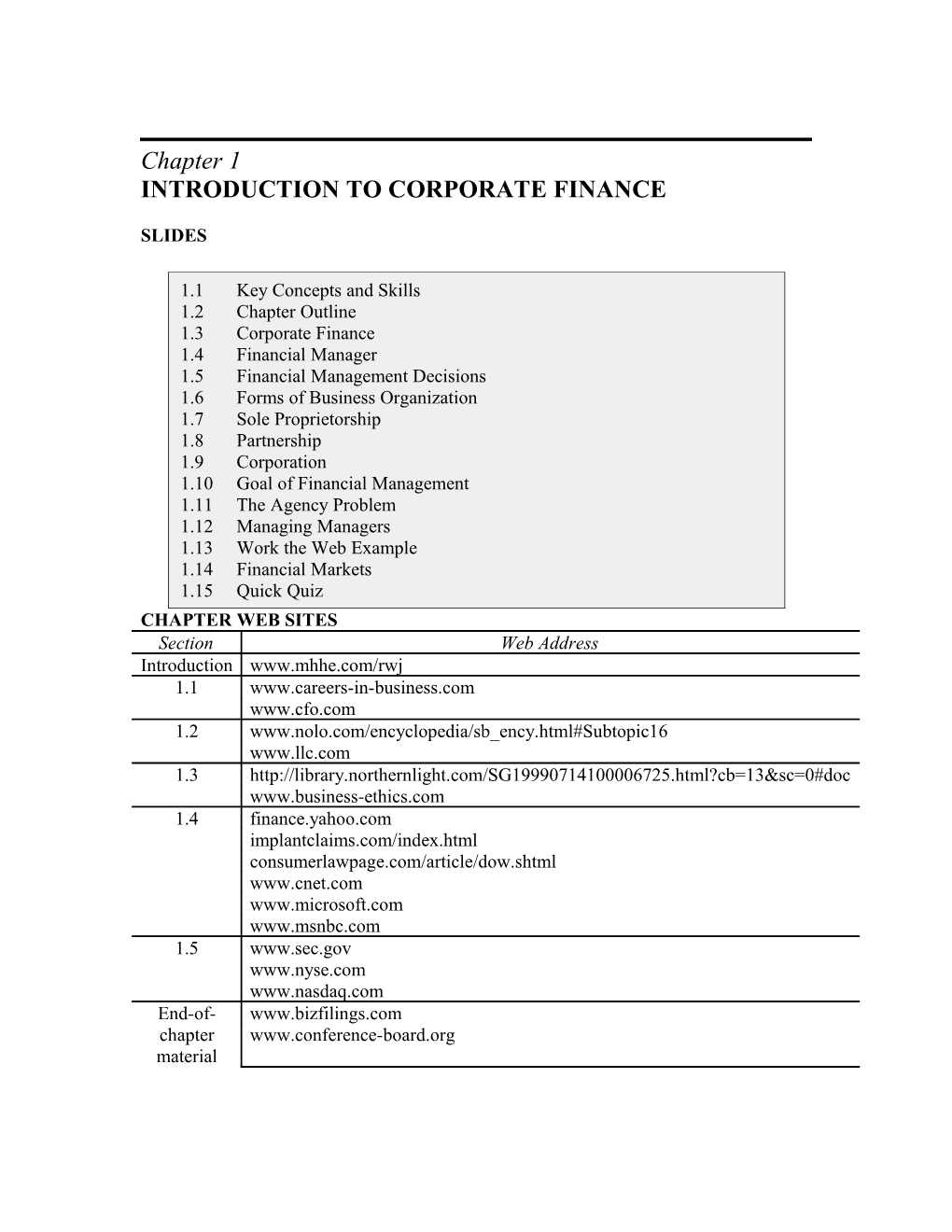 Introduction to Corporate Finance