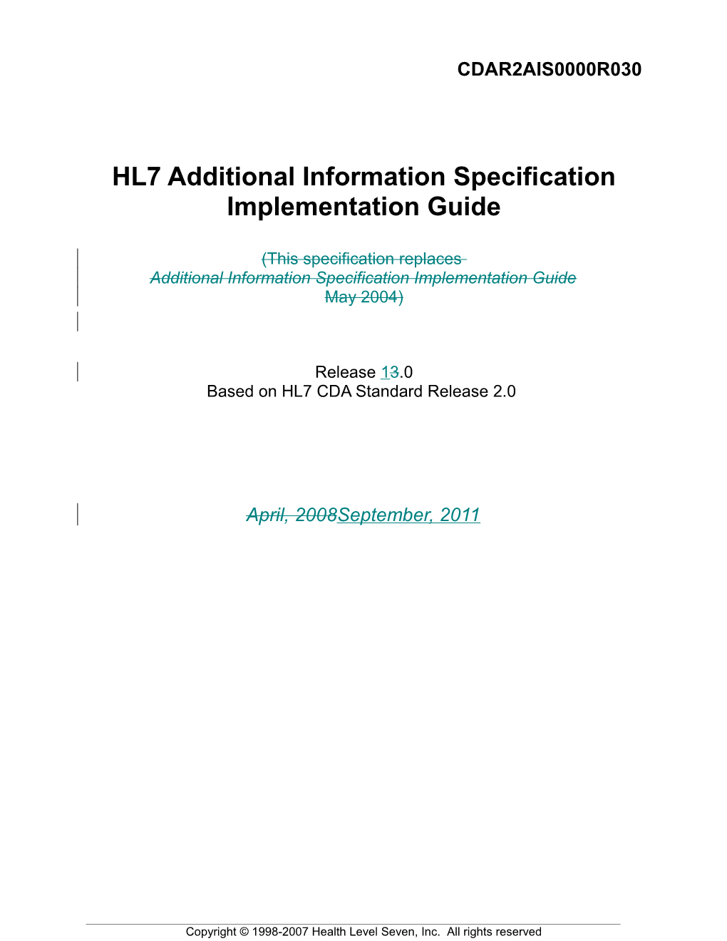 Additional Information Specification 0000