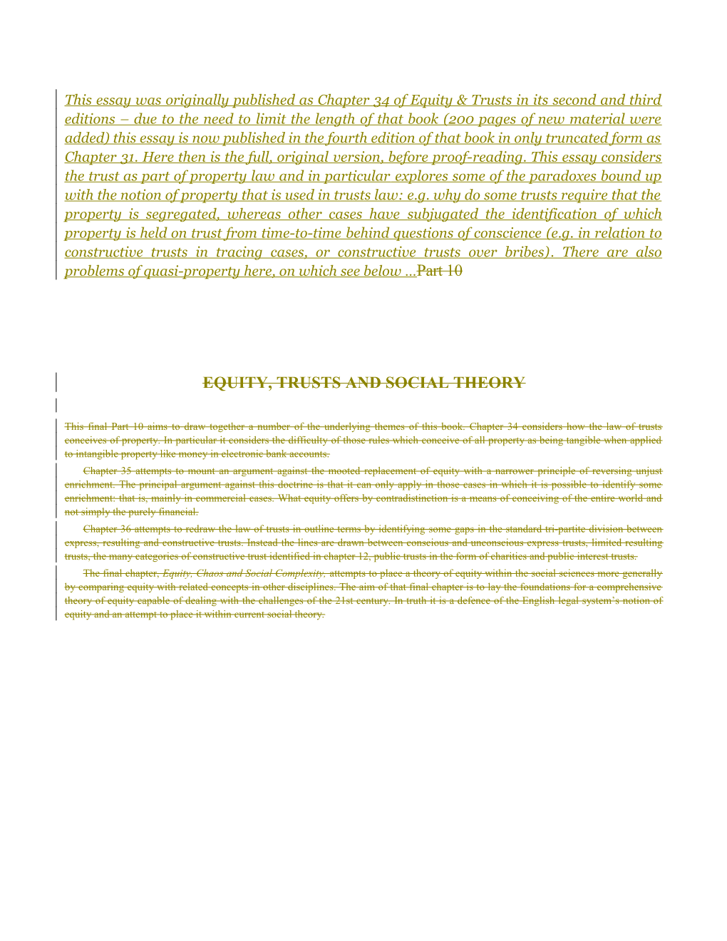 Equity, Trusts and Social Theory