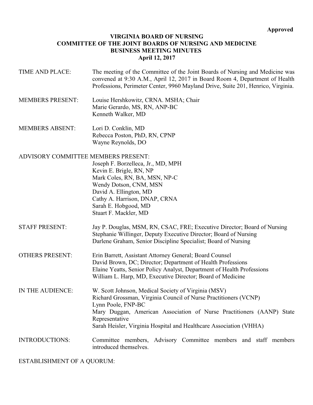 Committee of the Joint Boards of Nursing and Medicine