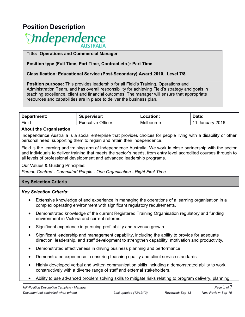 Position Description Template-Manager