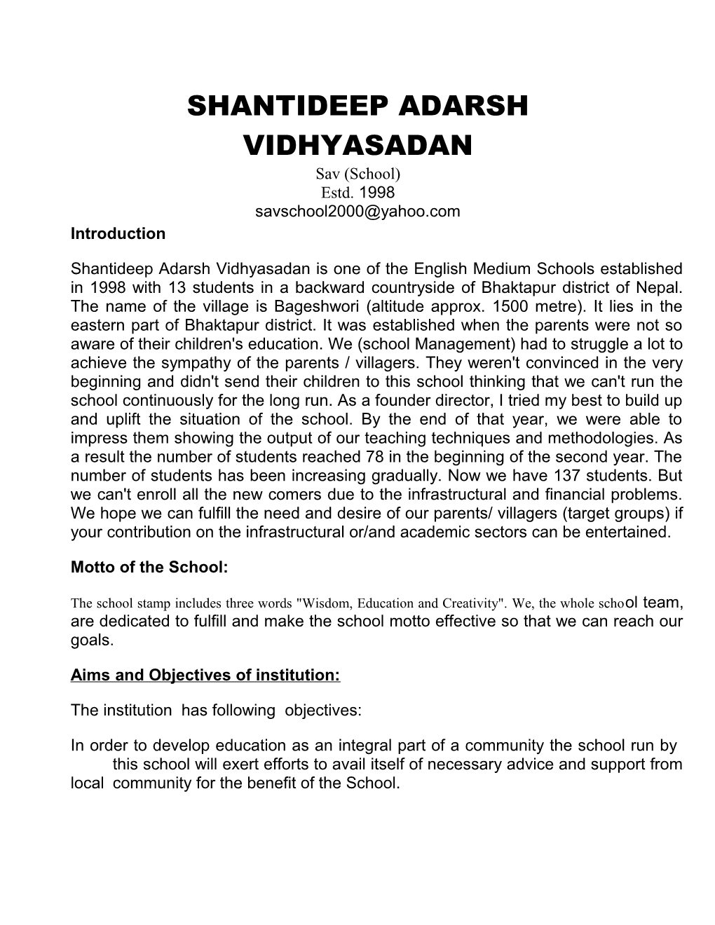 Shantideep Adarsh Vidhyasadan