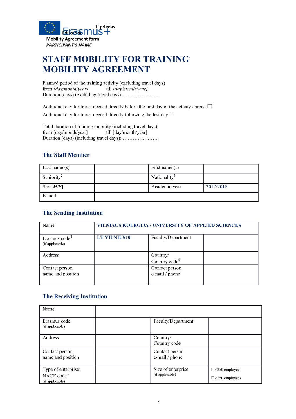 Staff Mobility for Training 1