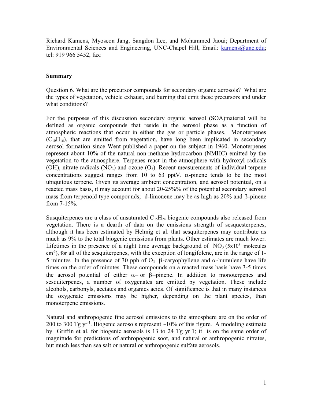 What Are the Precursor Compounds for Secondary Organic Aerosols