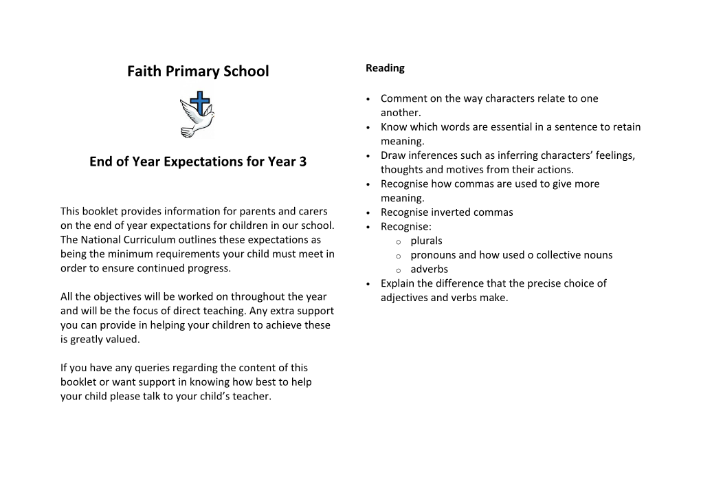 End of Year Expectations for Year 3