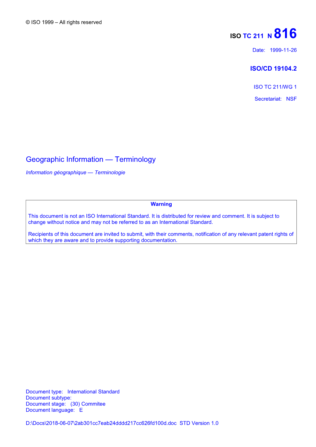 Geographic Information Terminology