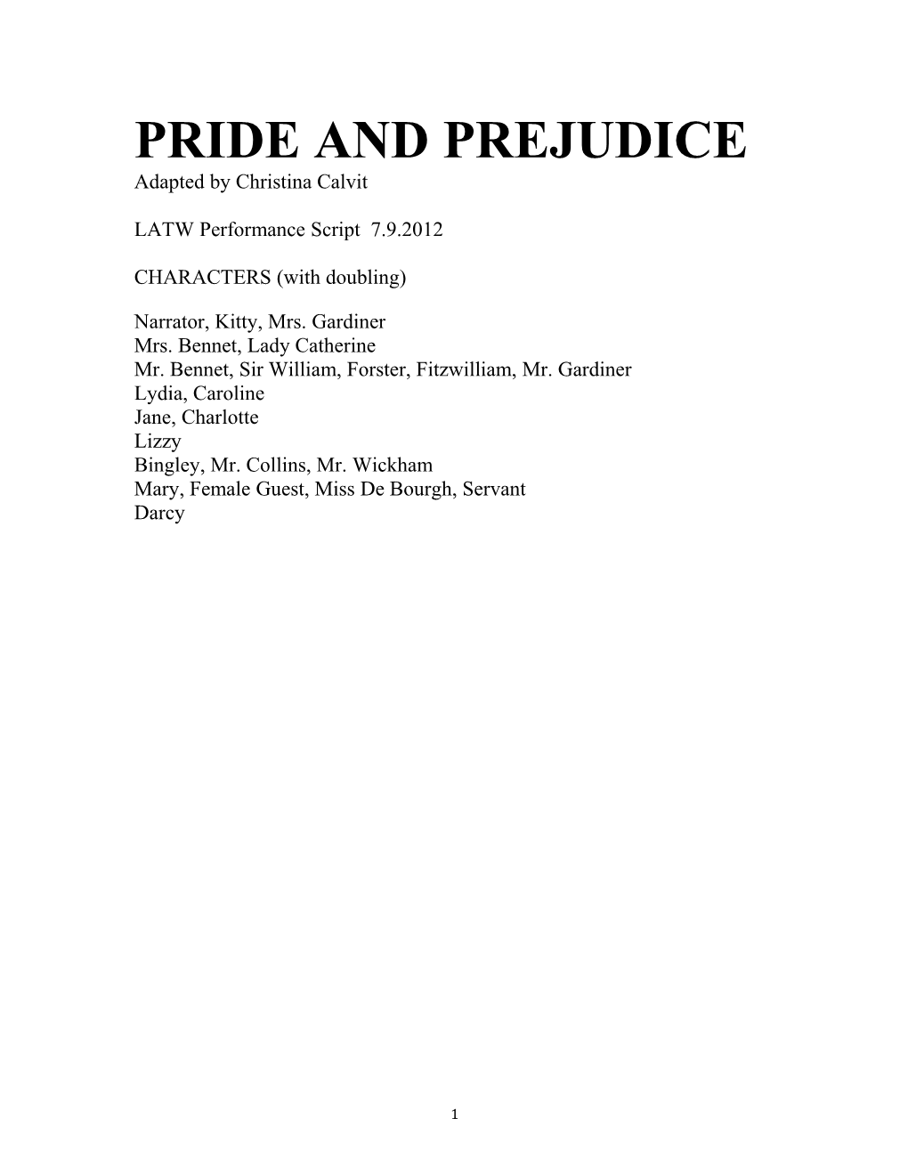 Pride and Prejudice s1