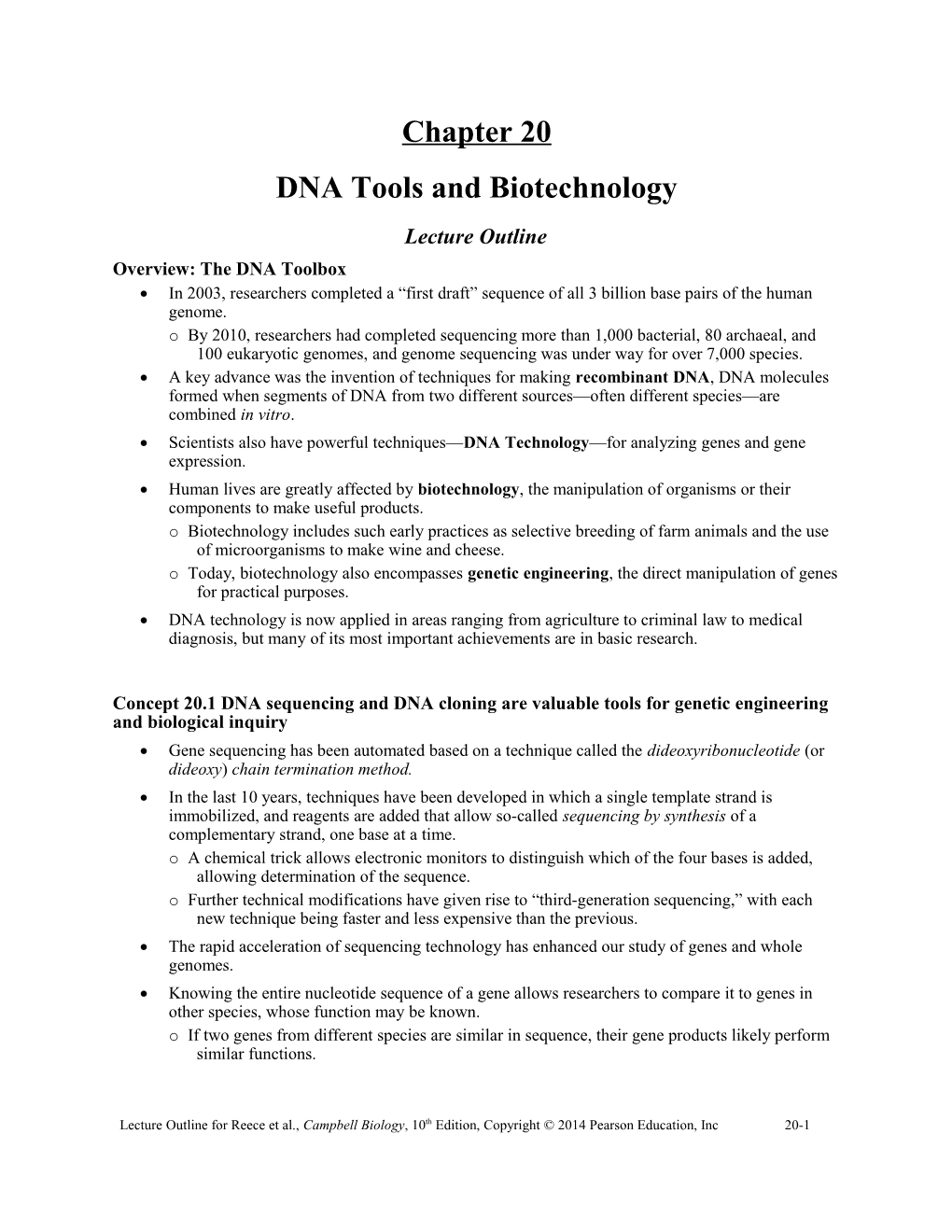DNA Tools and Biotechnology