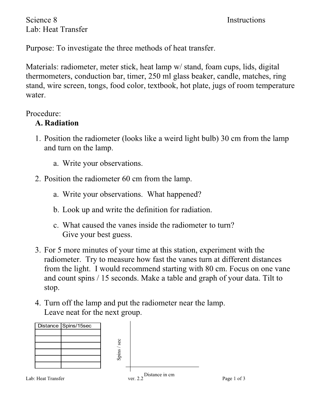 Science 8 Instructions