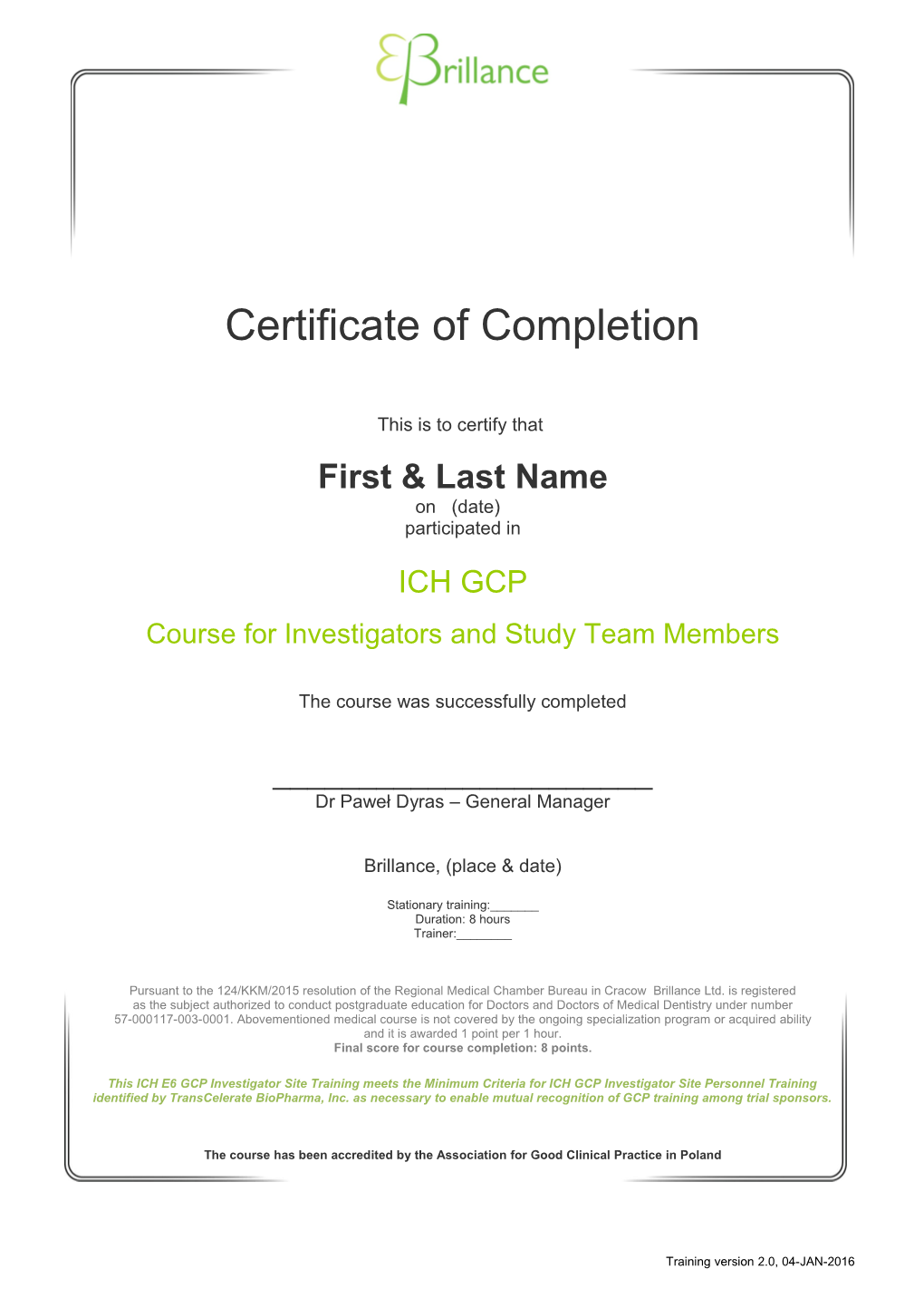 Course for Investigators and Study Team Members