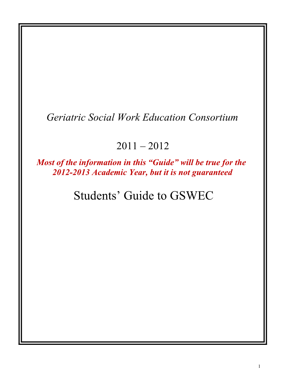 Students Guide to Gswec