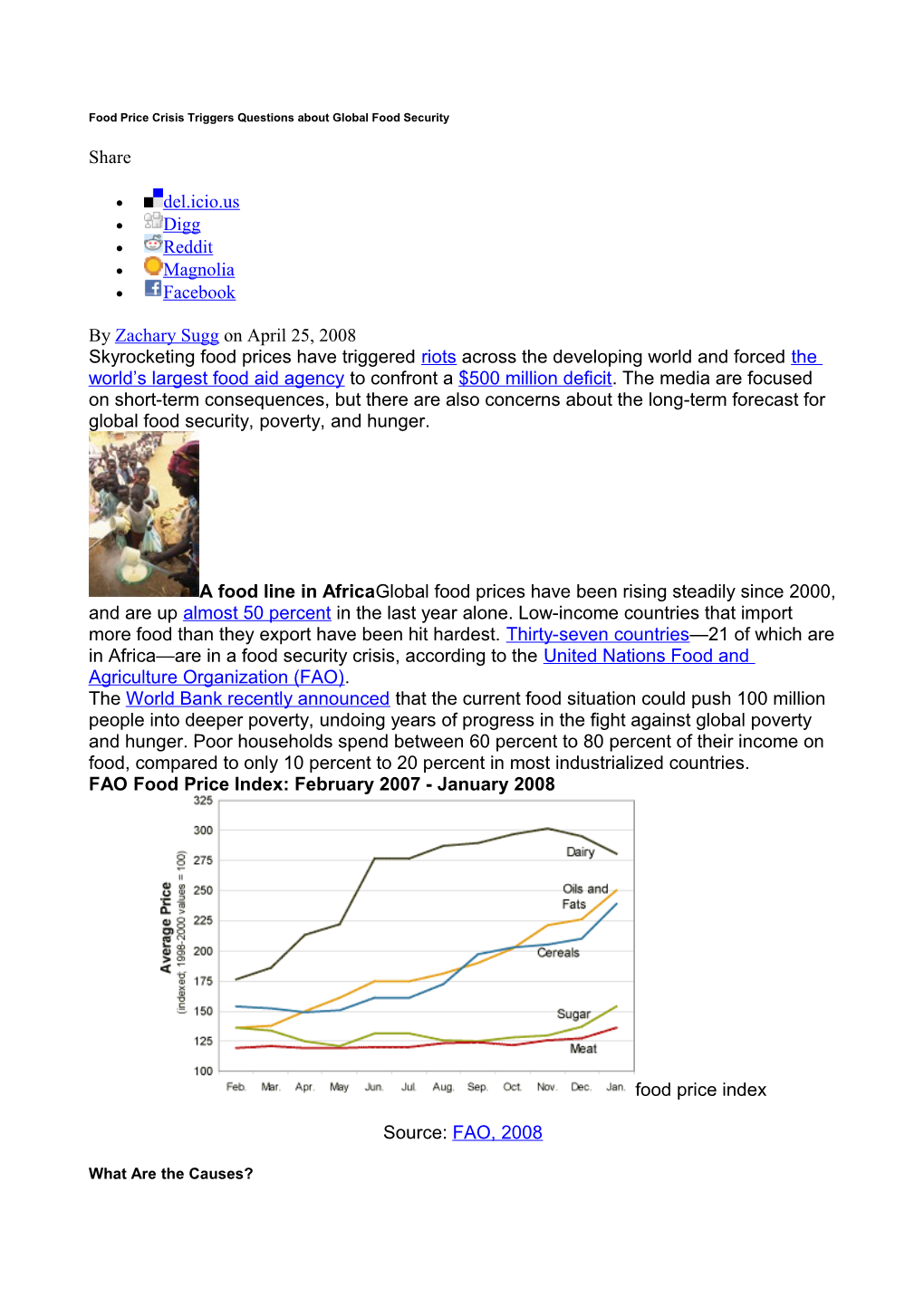 Food Price Crisis Triggers Questions About Global Food Security